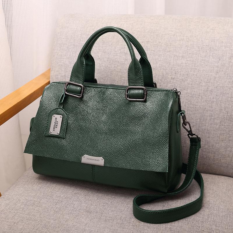 Luksusowa damska skórzana torba na ramię w stylu retro, duża pojemność, damska torba typu crossbody w jednolitym kolorze