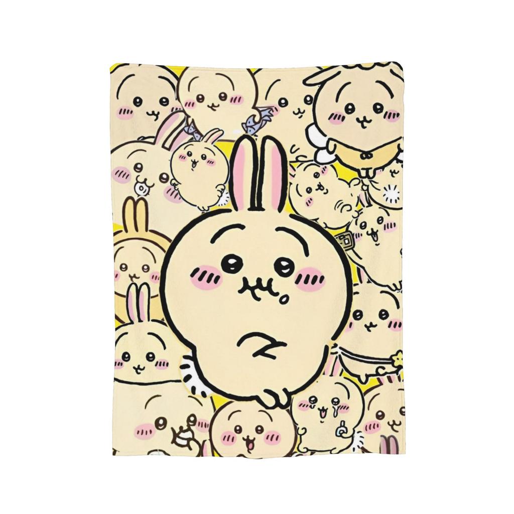 C-Chiikawaa White Momonga Blankets Fleece Spring/Autumn  Multi-function Super Warm Throw Blankets for Bedding Couch Rug Piece