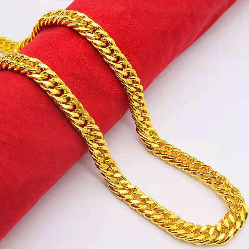Sand Gold Collar Necklace, Thin Chain For Women, 24K Gold-Plated Copper Single/Double Wave Chain
