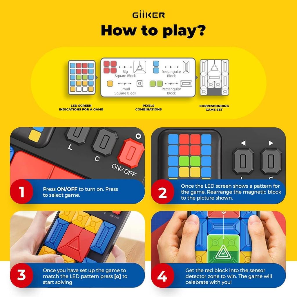 GiiKER Super Slide Portable Slide Puzzle Game, Educational and Brain Training (Japanese Instructions Included) (Black)
