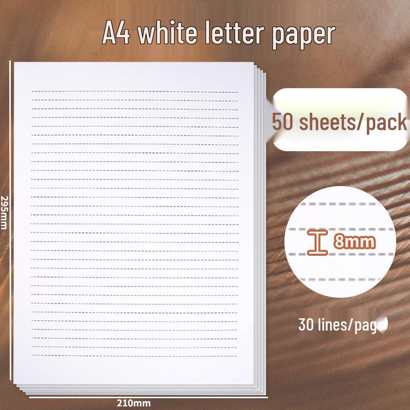 Retro Lined A4 Kraft Paper - Handwritten Love Letter for Boyfriend/Girlfriend - Chinese Style with Single Rose Design