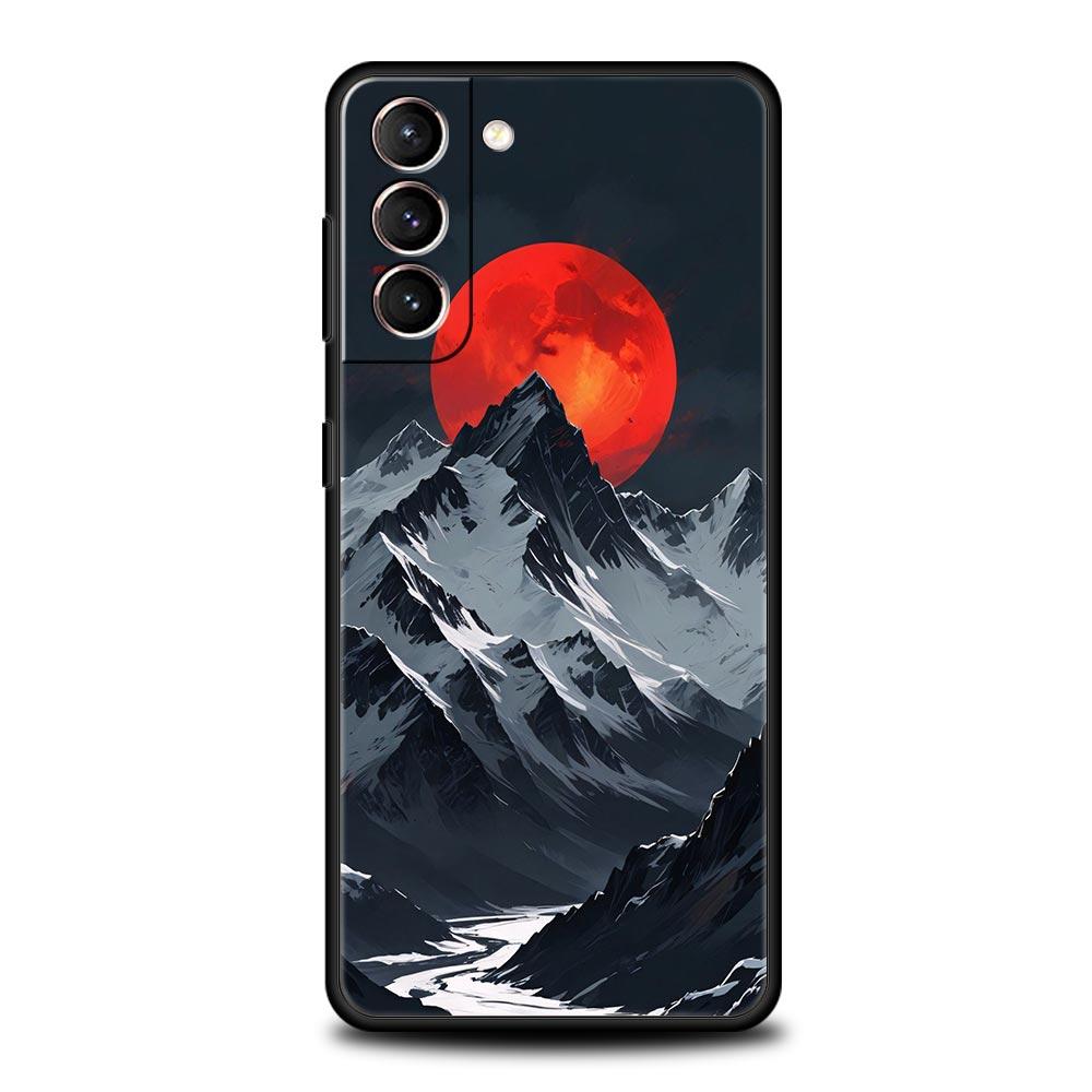Black Mountain Peak Phone Case for Samsung Galaxy S26 S25 S24 S23 S22 S20 S21 FE Ultra S25 Edge Plus 5G Soft TPU Cover Funda Bag