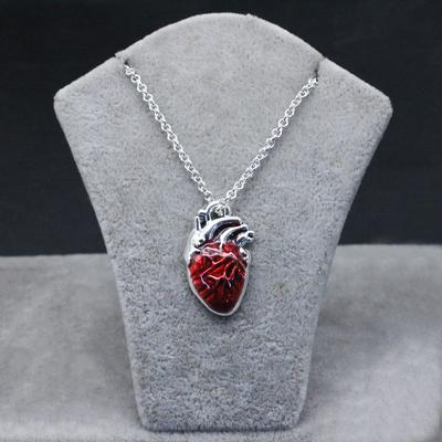 Y2K Gothic Style Red Heart Pendant Necklace Halloween Party Favors Ornament Punk Hip Hop Jewelry Gift For Men And Women