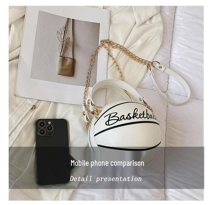 Dámská podzimní/zimní řetízková kulatá crossbody kabelka - Basketbalový/módní design