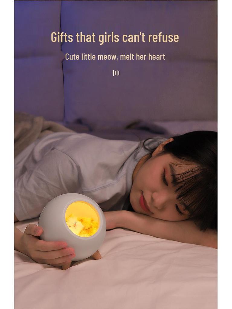 Kreatives Katze Atmosphäre Nachtlicht - USB Wiederaufladbar, Kinder Touch Nachttischlampe