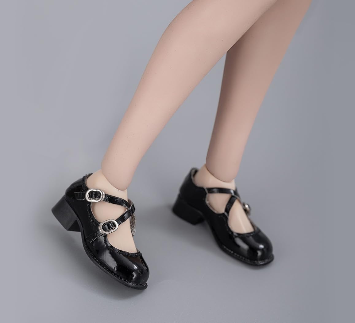 

[TOYBARJAPAN] 16 Scale Figure Accessory Fits TBLeague and other body types: ZYTOYS ZY1049 Round Toe JK Pumps with Cross Design, Schoolgirl Style,