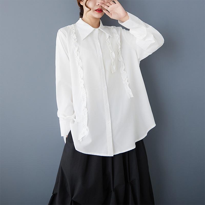 Long Sleeve Plus Size Cotton Vintage Shirts & Blouses for Blouse Casual Loose Spring Autumn Tops Women Button Up Shirt