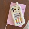 Cute Plush Phone Case for iPhone 11 12 13 14 15 16 17 Pro Max Plus Retro Game Console Design with Camera Stand Soft Fuzzy Cover