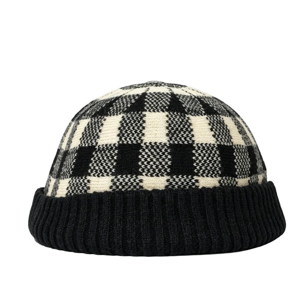 Polka Dot Melon Skin Hat Brimless Painter Hat Personalized Knitted Beanies Cap Men