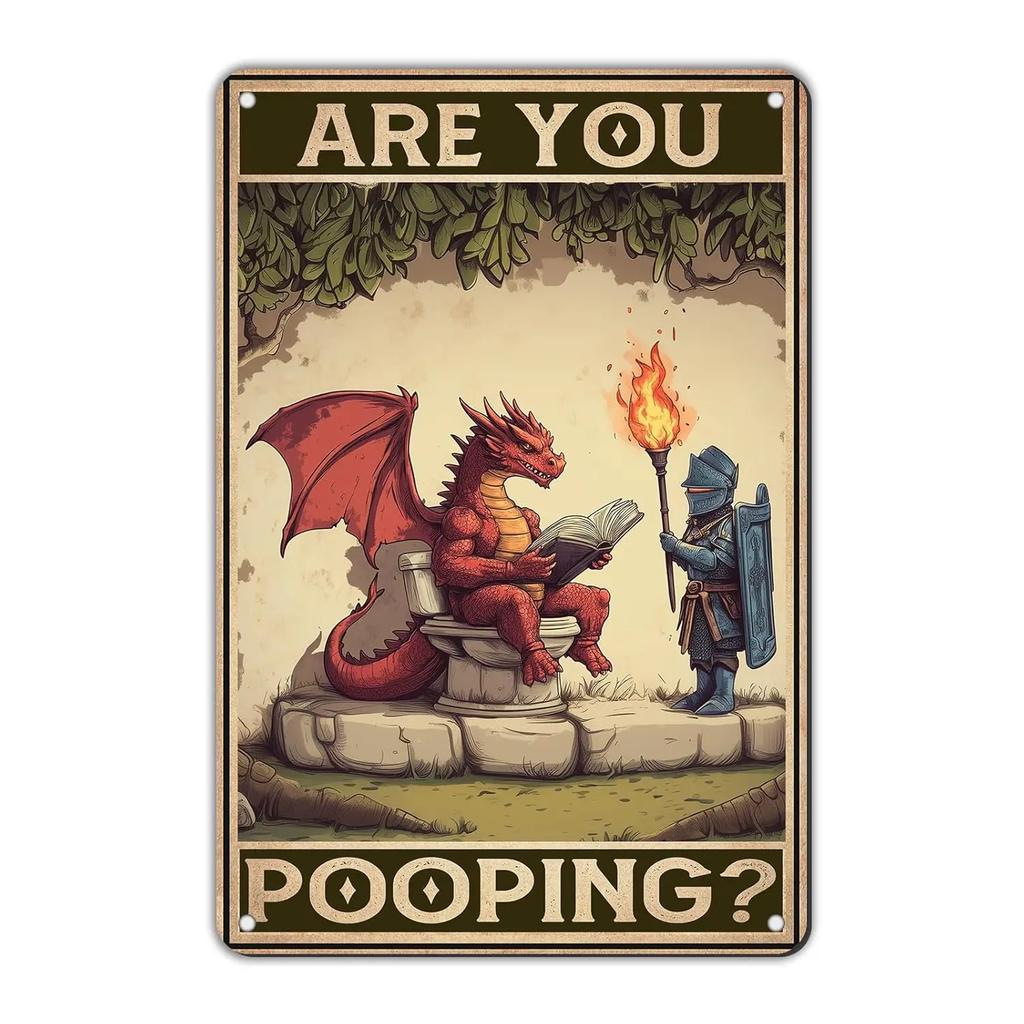 GJXFTPTTBDDragonToothTinSign GJXFTPTTBD Vintage Dragon Tin Sign 12*8in - Brush Your Teeth Retro Metal Art, Bathroom Wall Decor