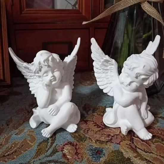 Little Angel Figurine, Resin Cherub Angle Sculpture, Remembrance Healing Sympathy Gift for Bedroom, Shelf, Office Desk Decor