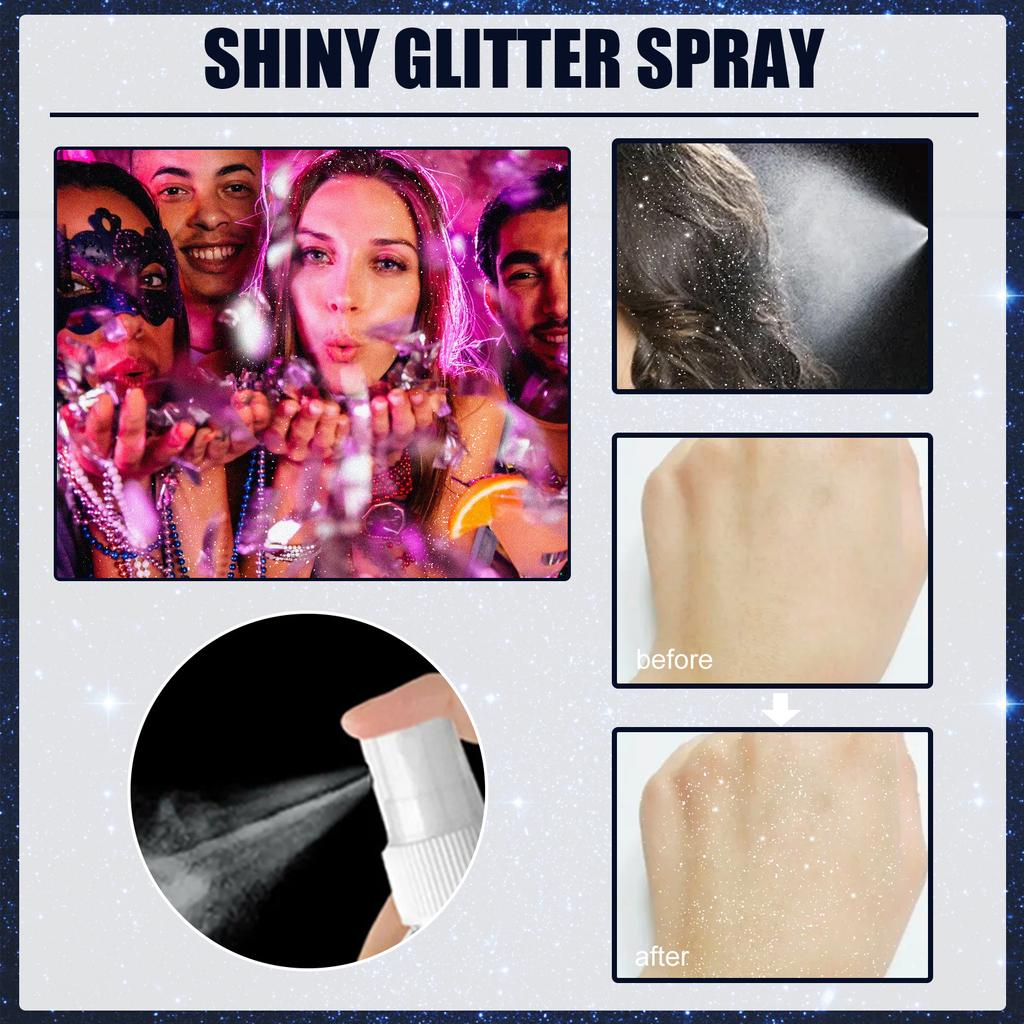 1 KS Diamantový tekutý třpytivý pudr ve spreji, Rozjasňovač na tělo, Make-up rozjasňovač na obličej, Lesk, třpyt, záře, Make-up na obličej, tělo, vlasy, pro každodenní nošení, na párty