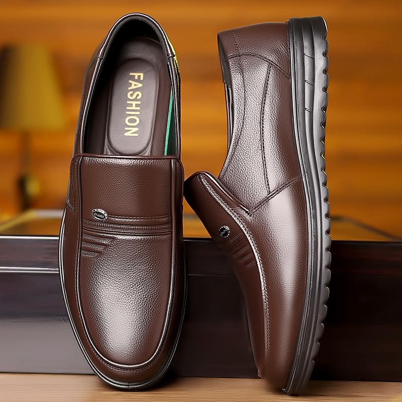 Large Size First-layer Cowhide Men's Shoes Men's Business Leather Shoes Men's Baita Breathable Shoes British One-pedal Slip Casual Shoes
