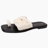 Fashion Versatile Casual Design Sense Sleeve Toe Cool Slippers Women's Summer Retro Pleated Temperament Flat Bottom Half Slippers