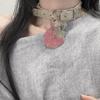 Harajuku Strawberry Leather Necklace Niche Design Sense Rock Gothic Collar  for Women
