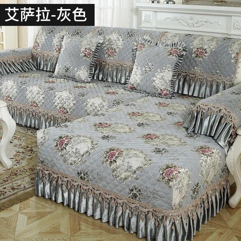European Style Large Skirt Sofa Cover Four Seasons Universal Anti Slip Sofa Cushion High Grade Lace Fabric Sofa Towel Cushion