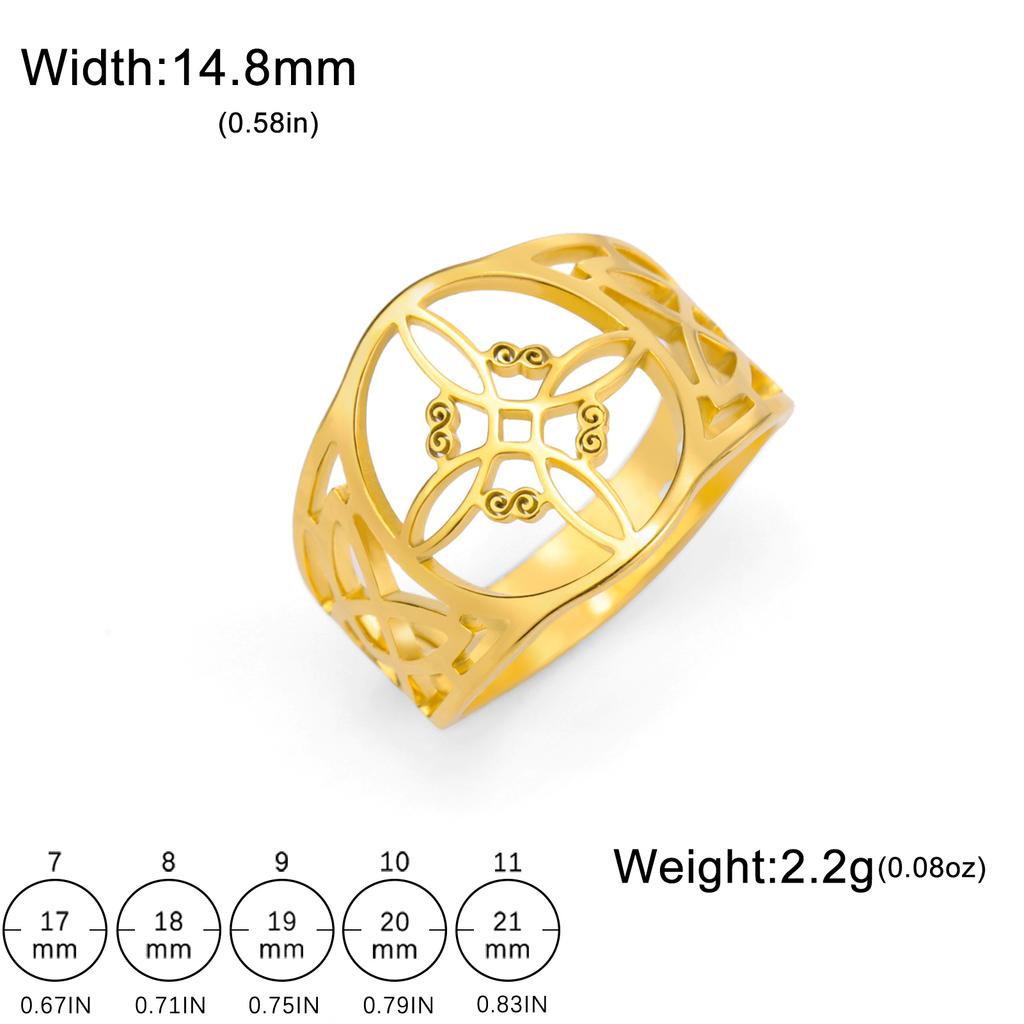 LIKGREAT Witch Knot Ring for Women Men Stainless Steel Wiccan Celtic Knots Witchcraft Good Luck Protection Amulet Jewelry Gift