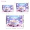 2D Sparkle Birthday Cake Backdrop Purple Blue Bokeh with Seashells for Kids Birthday Party Photo Booth