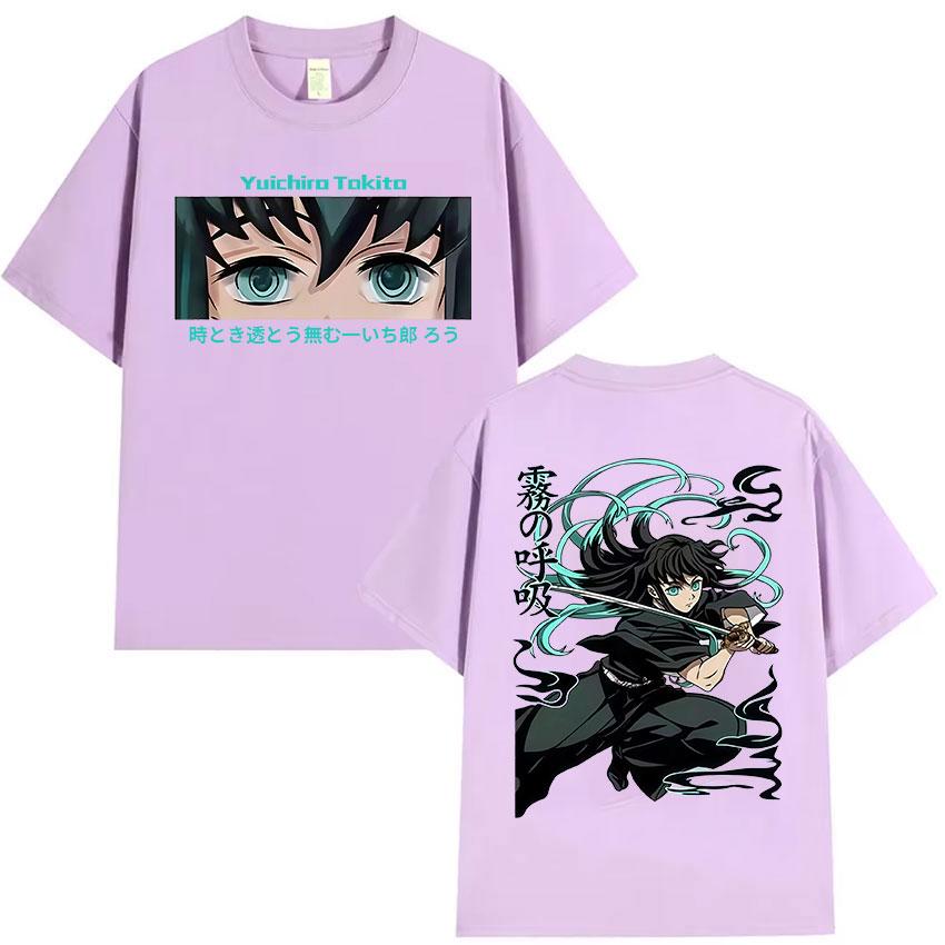 Anime Muichiro Tokito Graphic T Shirt Mens Women Clothing Summer O-Neck T-Shirt Y2K Vintage Oversized Cotton T Shirts Streetwear