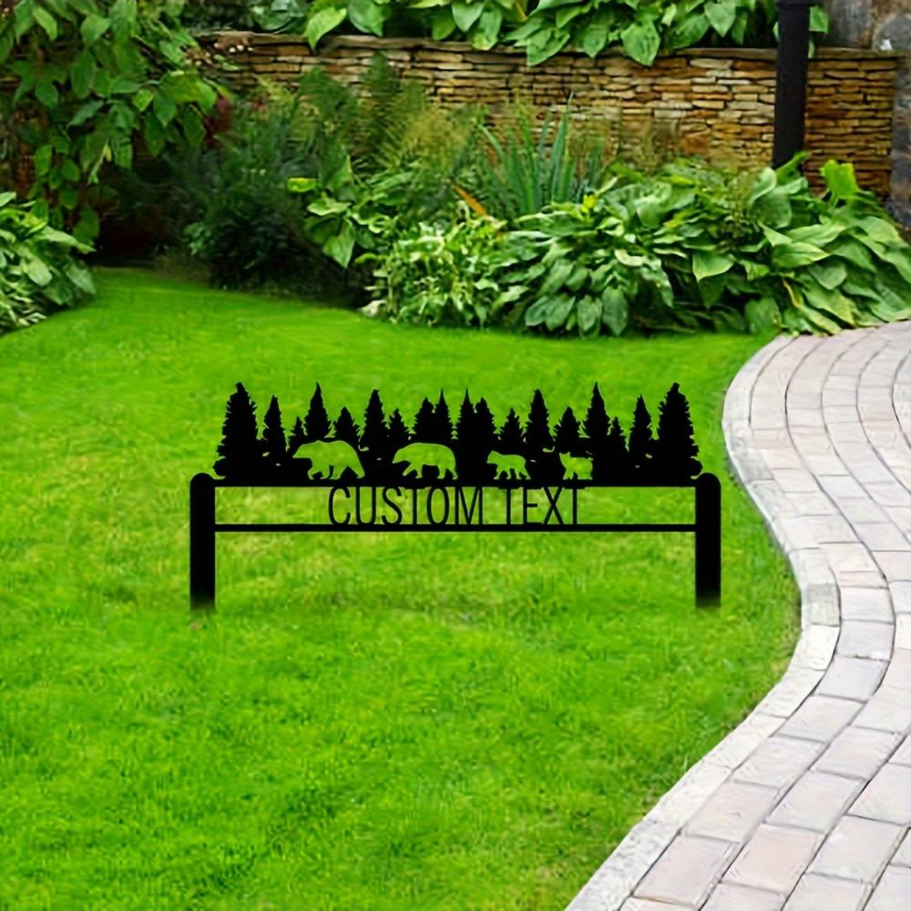 Exclusive Handmade Custom Bear Family Metal Yard Sign Floor Mounted for Home Garden Patio Pathway Decor No Electricity Required
