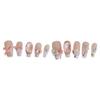 Clear Pink Fake Nails with Flash Glitter Natural-looking Easy To Take On and Apply for Women and Girl Nail Salon