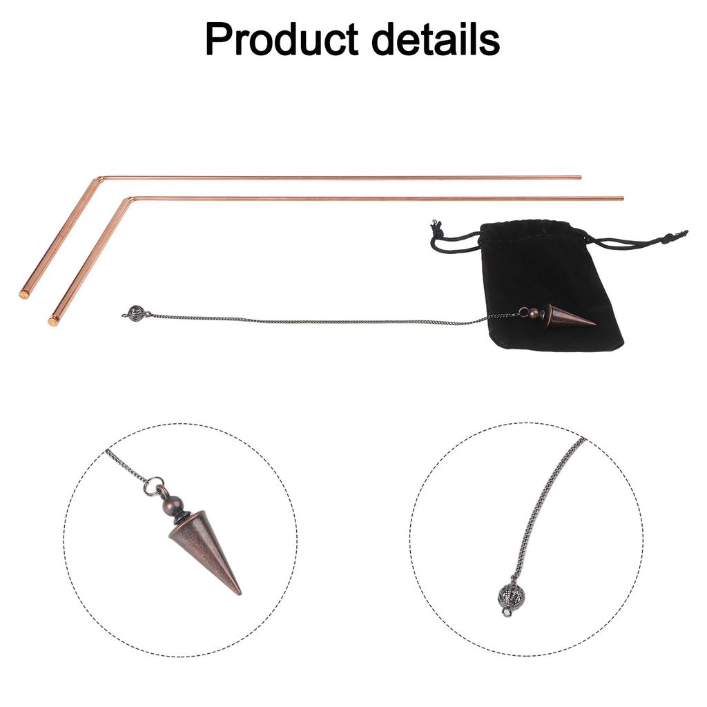 2pcs 99.9% Copper Dowsing Rod Psychic And Divination Copper Pendulum Kit Portable Dragon Seeking Detachable Tool