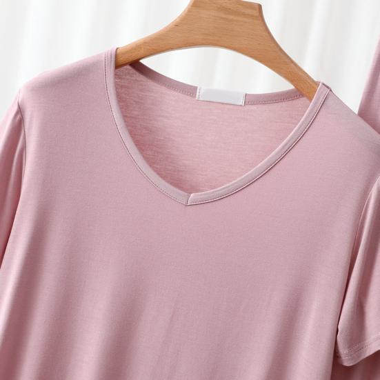 Dámská dvoudílná pyžamová souprava Ležérní topy s výstřihem do V a krátkým rukávem Pulovr Široké kalhoty Letní soupravy na doma