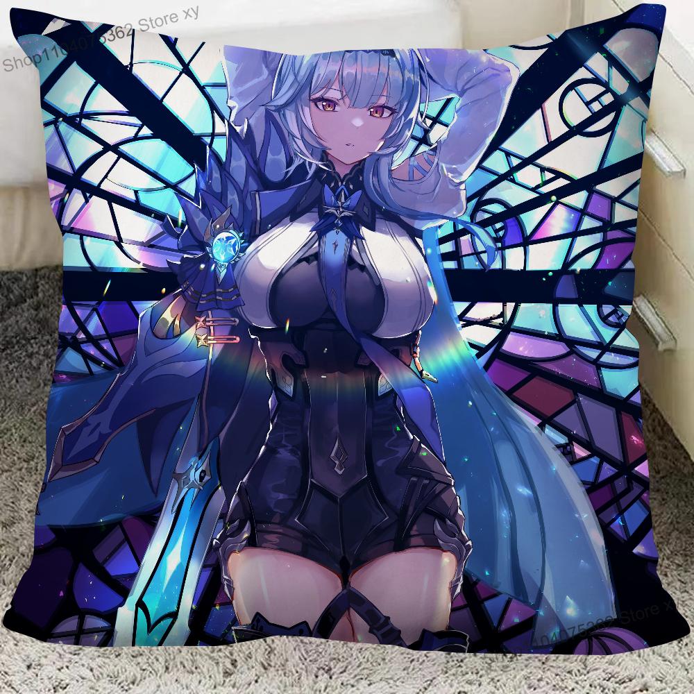 1Pc Game Anime Genshin Impact Eula Lawrence Pillow Case Square Pillow Cushion Cover Bedroom Sofa Room Decoration Casual