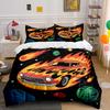 Flaming car racing through space Bedding Set for Kids Luxury Gift 3pcs Digital Print Comforter Set Soft Comfortable Breathable