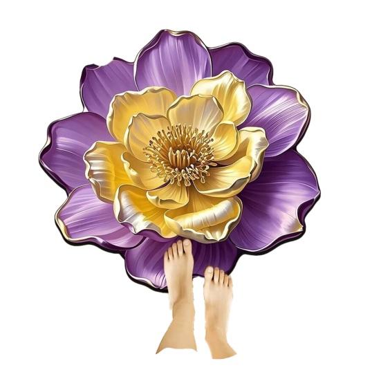 3D Flower Floor Realistic Floral Flower Shape Area Rug Bathroom Rug Decorative Mat Non-Slip