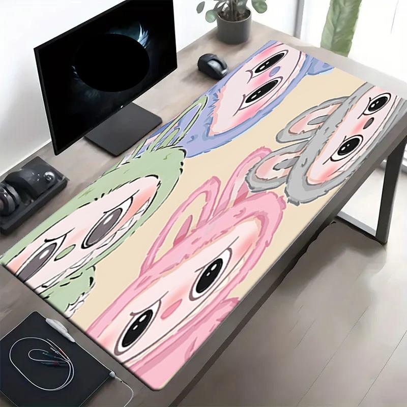 Labubu Print Mouse Pad, Anti‑Slip Desktop keyboard Mat, for PC Laptop Gaming Working Daily Use, Cool Festival Surprise Gift