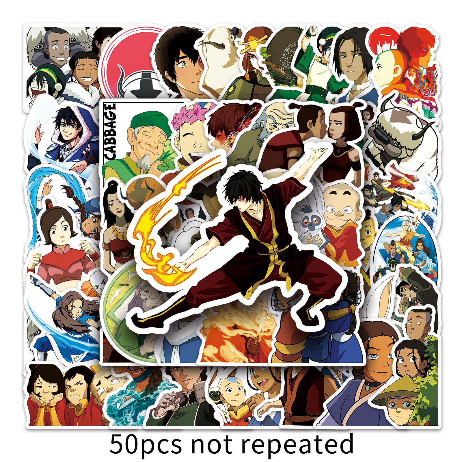 50 Anime Avatar Sticker: Notizbuch, Tagebuch, Gepäck, Auto, Kühlschrank Dekoration black