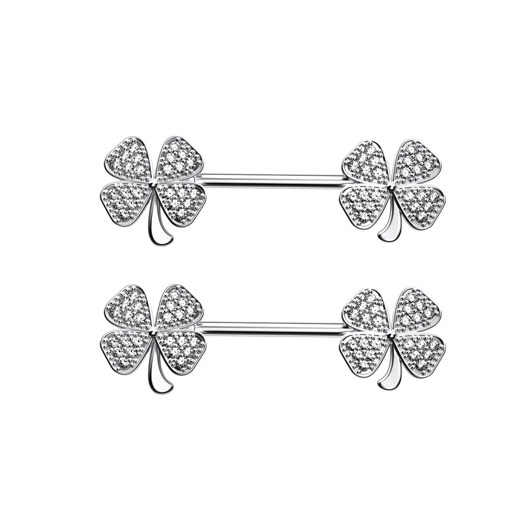 2pcs Butterfly Nipple Piercings Rings 16mm Length Bar Barbell Steel Crystal Nipple Shield Cover Heart Flower Tongue Body Jewelry