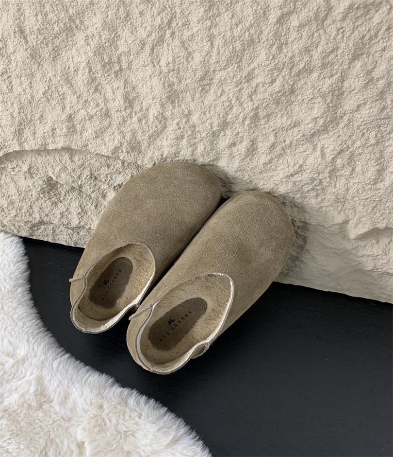 2025 New Shallow Mouth Warm Fluff Cotton Ladyshoes Women Wear Outside Winter Wear Inside One Pedal Lazy Single Shoes