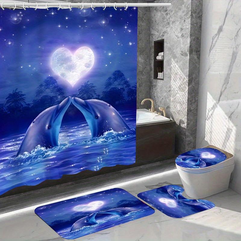

Waterproof Dolphin Shower Curtain Set With 12 Hooks, Woven Polyester Fabric, Fashion Theme, Dry Clean Only, Includes Anti-Slip B W60H190(CM)-1 Pcs