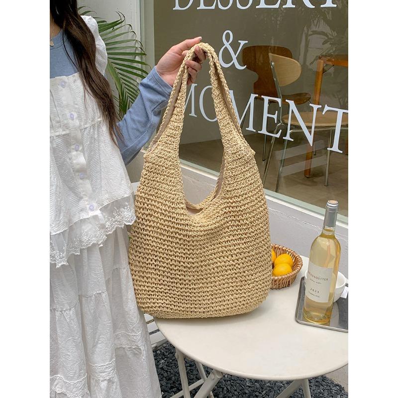 Straw bag women's summer woven bag handbag seaside vacation messenger bag large capacity women's bag tote bag