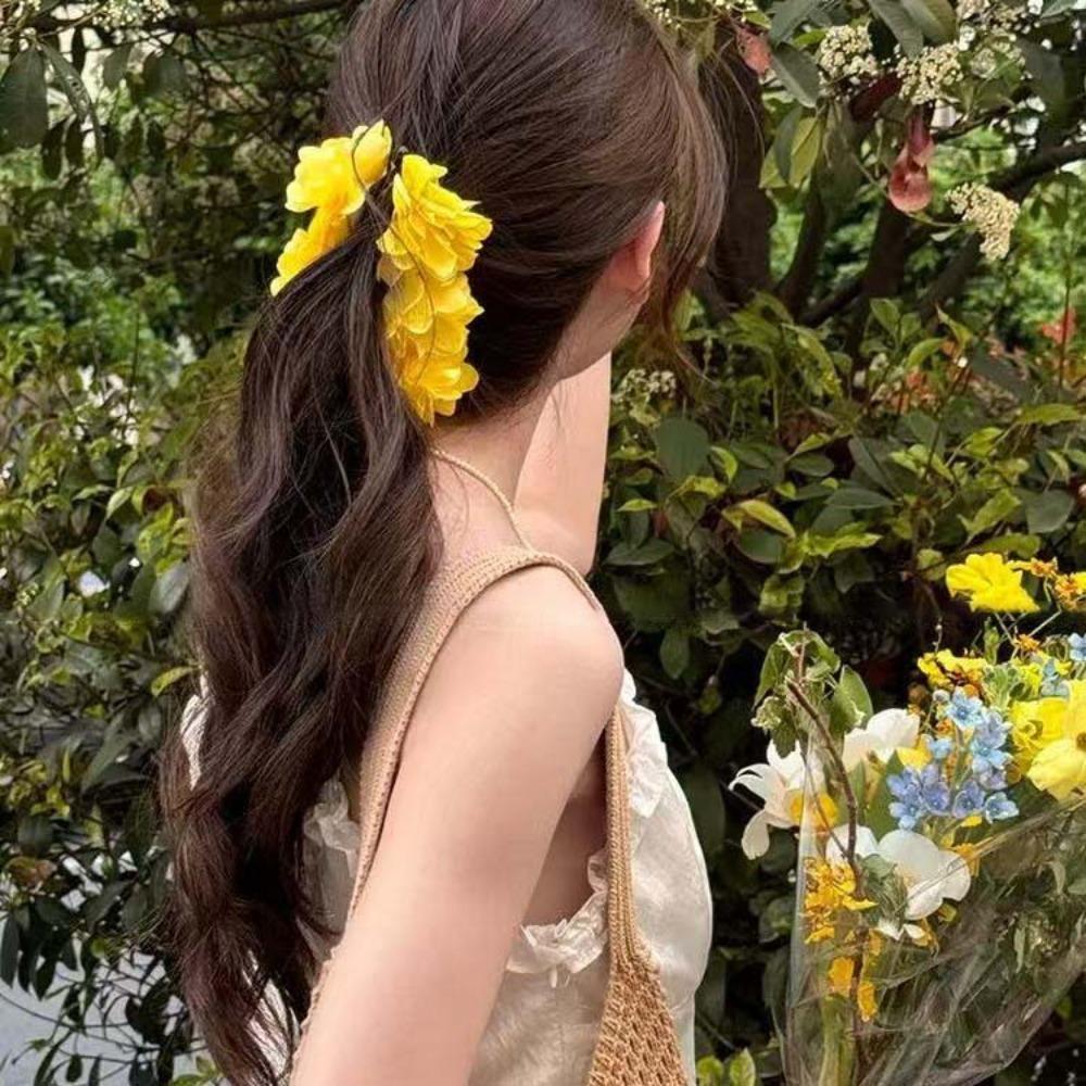 Süße Blume Bananenclips Rose Floral Verdrehte Haarspange Haarschmuck Frauen Vertikalclip Strand