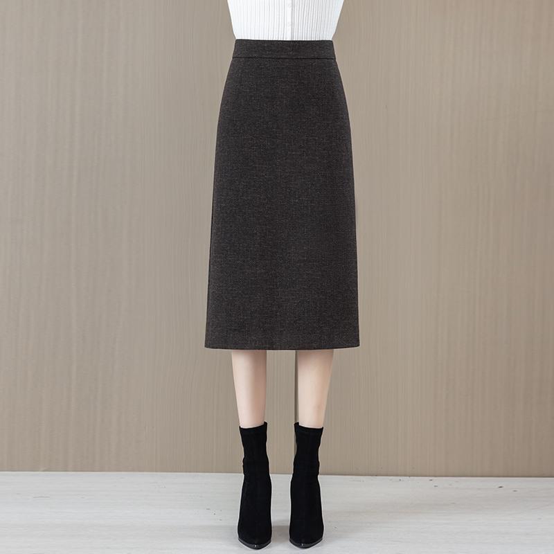 Woolen High-Waist A-line Midi Skirt for Women - Spring/Autumn 2025 Collection