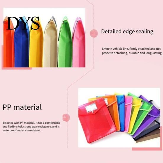 Office File Organizer Transparent Folder, with Snap Closure, Waterproof A4 A5 Document Bag, Closure Case Large Capacity Colorful PP Envelope