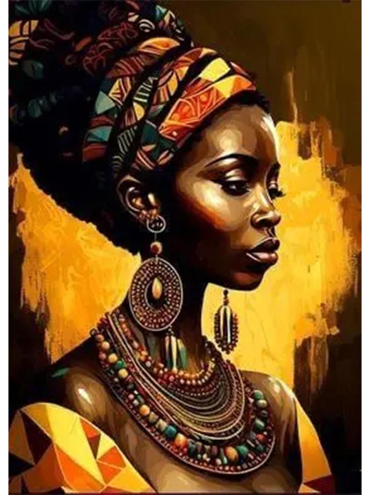 Abstract African Black Female Portrait 5DDIY Diamond Painting Art Cross Embroidery African Girl Painting Living Room Decoration