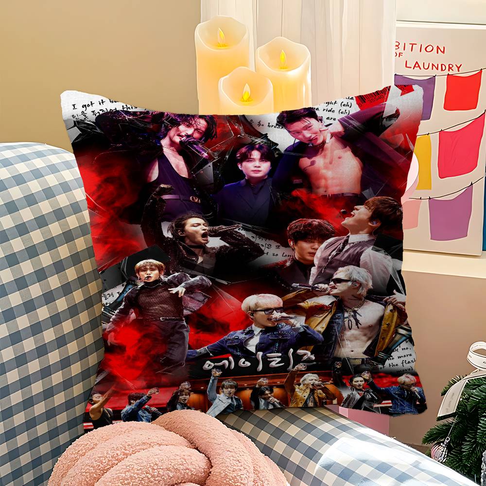 

A-ATEEZ KPOP Персоналізована наволочка Пилозахисний чохол Спальня Дитяча Вечірка Декорація Наволочка День народження Дитячий подарунок 12x12Inch