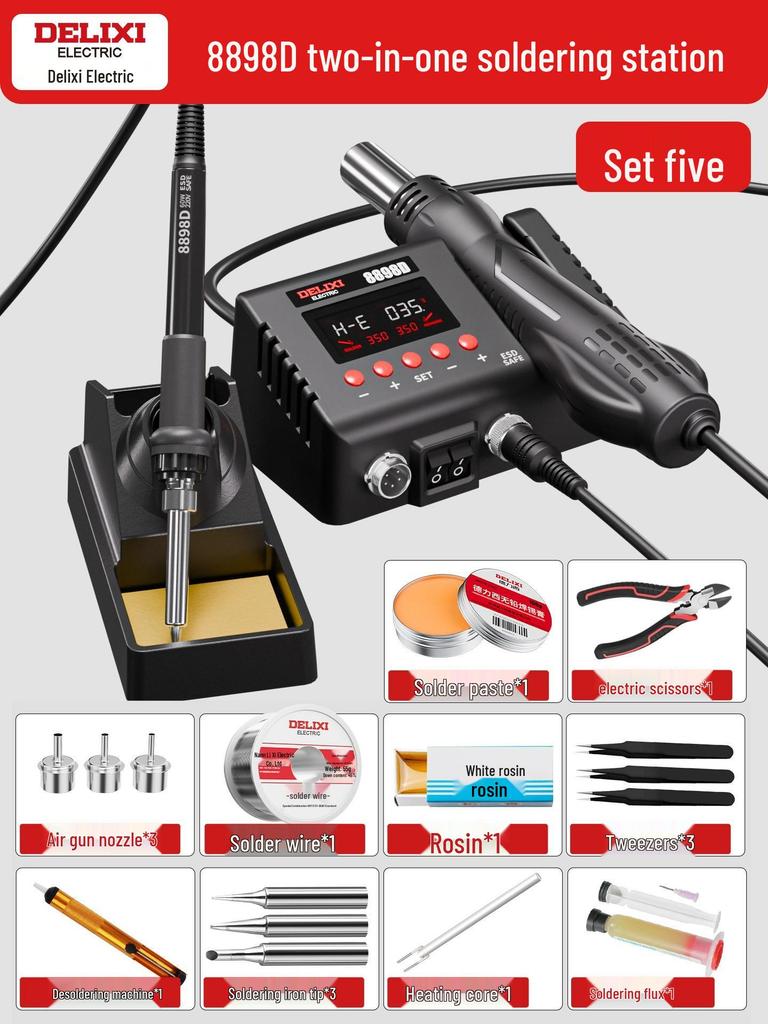 Delixi 306D High-Frequency Adjustable Temperature Soldering Station and Iron.