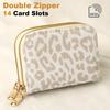 Fashionable Leopard Print Mini Wallet With RFID Blocking, PU Material Purse With Zipper Closure And 11 Card Slots(4.3''x 3.1'')