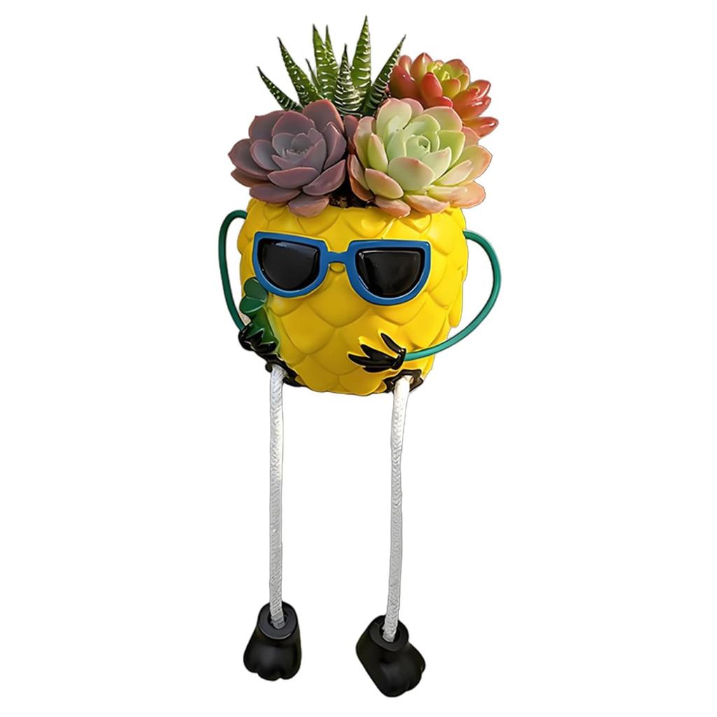 Pineapple Tabletop Planter with Hanging Legs Creative Flower Pot Eye Catching Pineapples Pots Decor for Versatile Home Accent