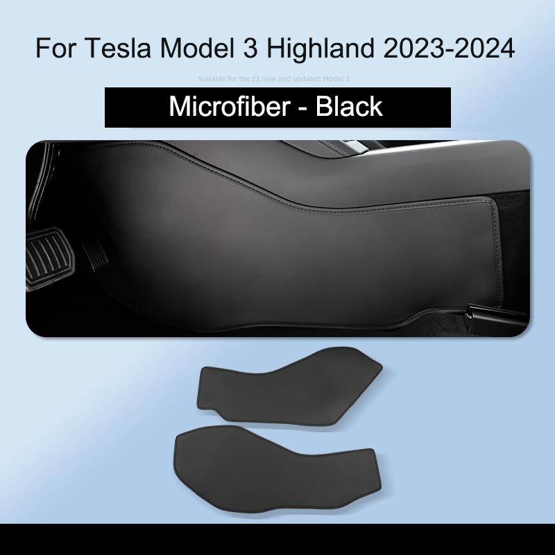 

For Tesla Model 3 Highland 2023-2025 Center Console Sides Anti-Kick Mats Microfiber Leather Kick Pads Model 3+ Protection Mats Leather Black