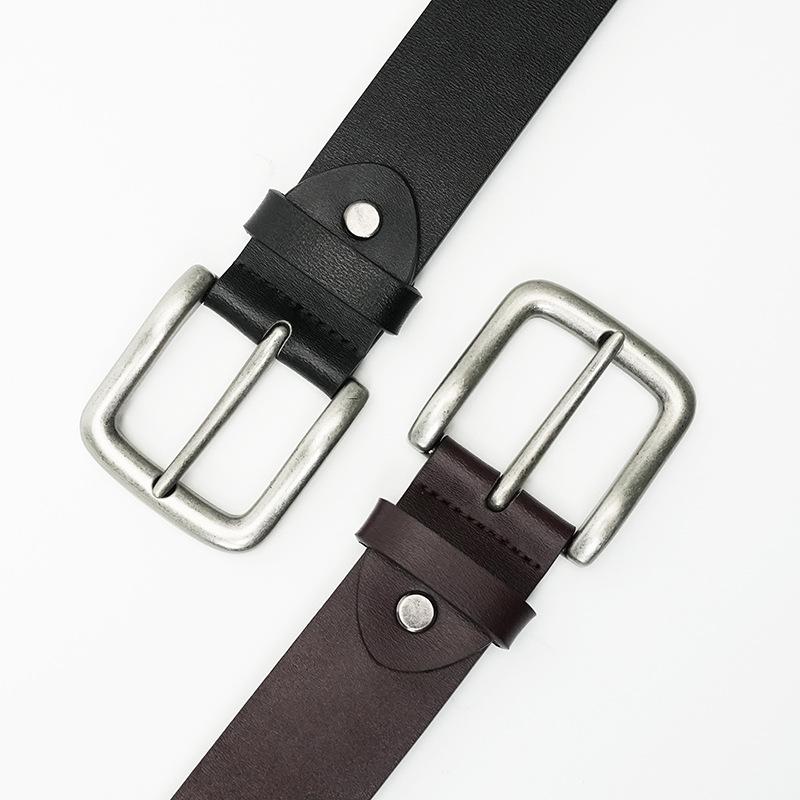 3.8 Wide New Men's Genuine Leather Belt Casual Cowhide Leather Belt Pin Buckle Versatile Leather Belt