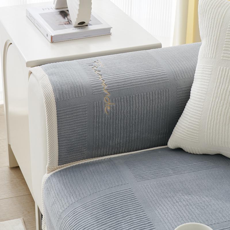 Luxury Soft Sofa Cover for Living Room Non-Slip Solid Thick Sofa Cushion Mat Simple Style Plush Sofa Towel Home Couch Decor