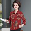 Elegant Mulberry Silk Seven-Sleeve Top for Middle-Aged Women