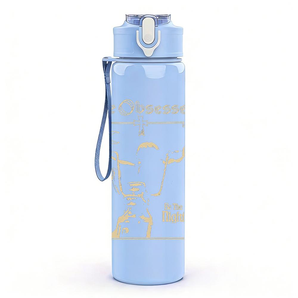1PC Light Blank Faded Minimalist Print 750ml Colorful Plastic Sports Water Bottle Leakproof Pop Up Lid with Straw for Outdoor Work Home Use