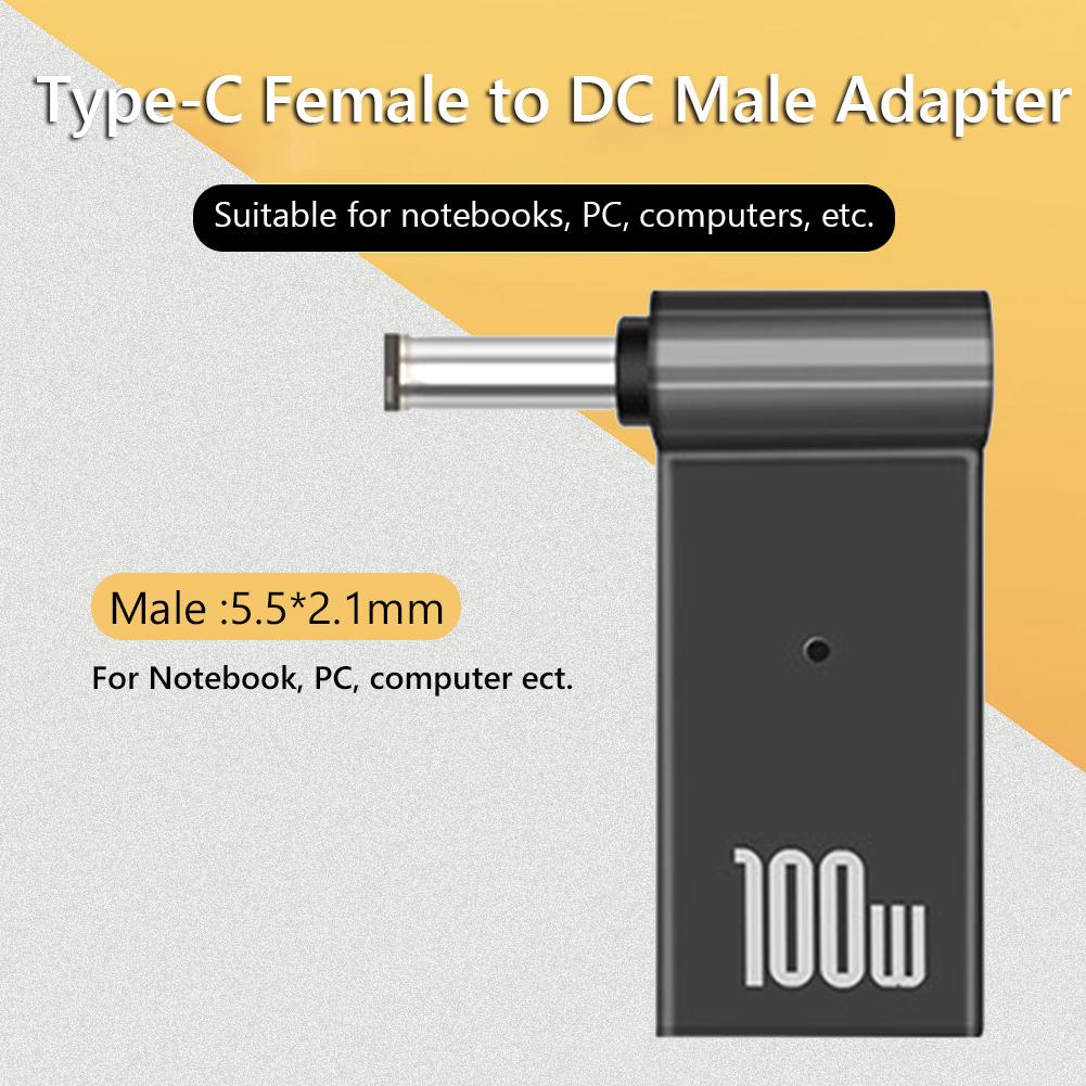 PD 100W PC Power Charger Supply Adapter Connector Female Type-C To DC Male Jack Plug Converter For Dell/HP/ASUS Laptops
